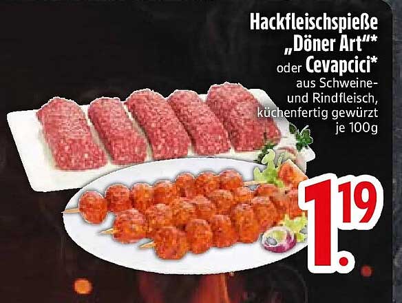 Hackfleischspieße „Döner Art“ oder Cevapcici*