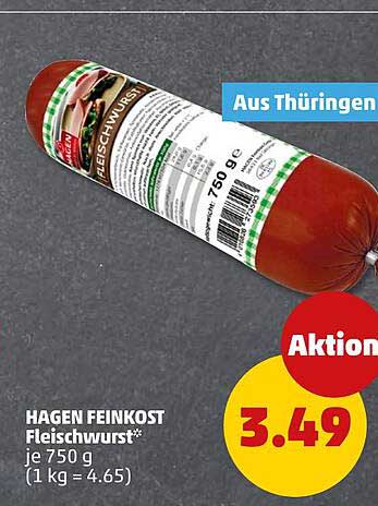 HAGEN FEINKOST Fleischwurst* je 750 g (1 kg = 4.65)
