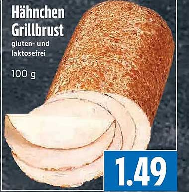 Hähnchen Grillbrust gluten- und laktosefrei 100 g