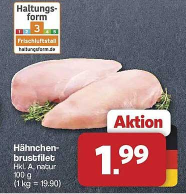 Hähnchenbrustfilet Hkl. A, natur 100 g (1 kg = 19.90)