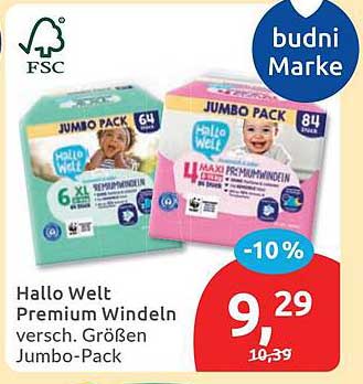 Hallo Welt Premium Windeln versch. Größen Jumbo-Pack