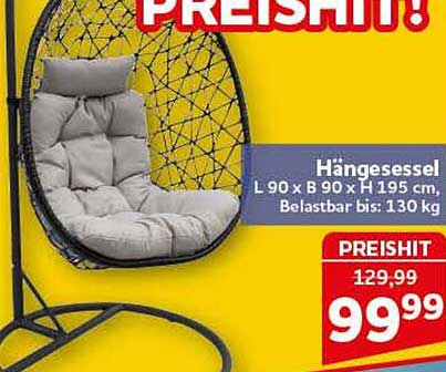 Hängesessel L 90 x B 90 x H 195 cm, Belastbar bis: 130 kg