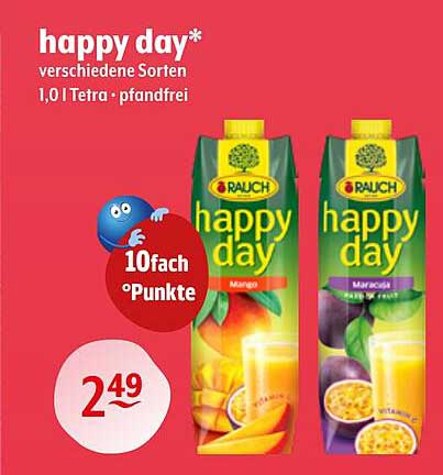 happy day* verschiedene Sorten 1,0 l Tetra • pfandfrei