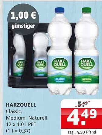 HARZQUELL Classic, Medium, Naturell 12 x 1,0 l PET (1 l = 0,37)