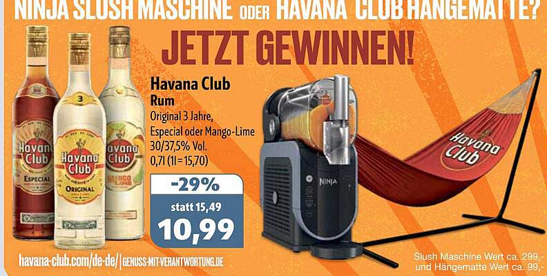 Havana Club Rum Original 3 Jahre, Especial oder Mango-Lime 30/37,5% Vol. 0,7l (1l = 15,70)