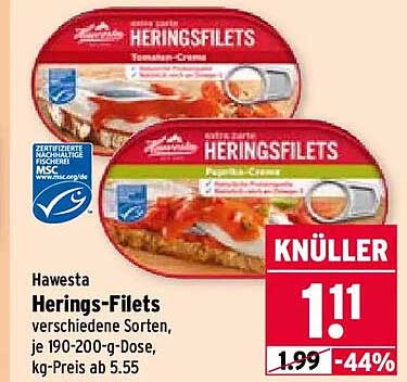 Hawesta Herings-Filets verschiedene Sorten, je 190-200-g-Dose, …