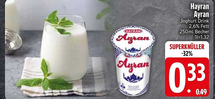 Hayran Ayran Joghurt Drink 2,6% Fett 250ml Becher