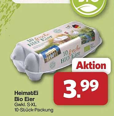 HeimatEi Bio Eier Gwkl. S-XL 10-Stück-Packung