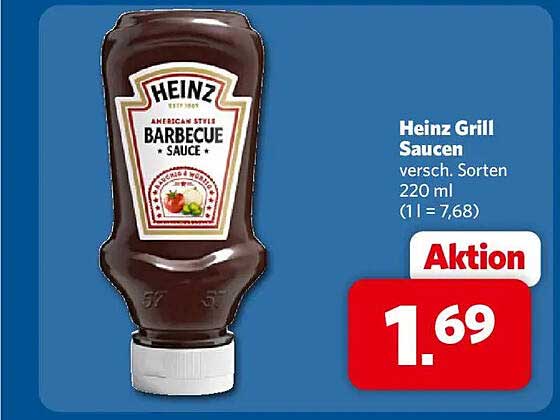 Heinz Grill Saucen versch. Sorten 220 ml (1 l = 7,68)