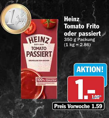 Heinz Tomato Frito oder passiert 350 g Packung (1 kg = 2.86)