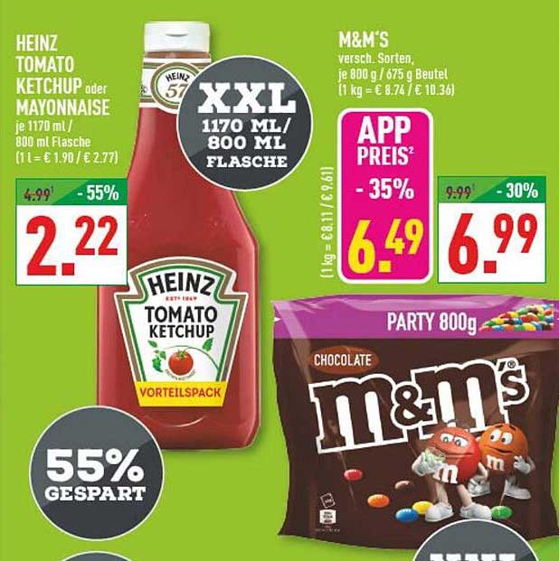 HEINZ TOMATO KETCHUP oder MAYONNAISE je 1170 ml / 800 ml Flasche