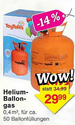 Helium-Ballongas 0,4 m³, für ca. 50 Ballonfüllungen