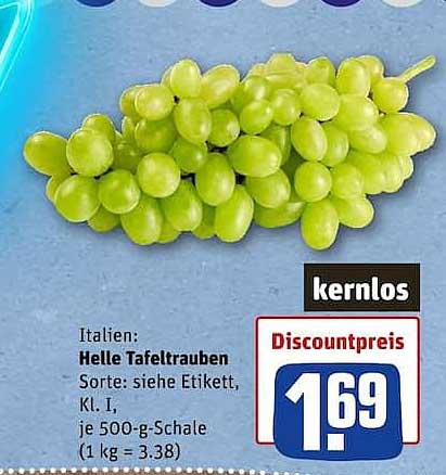 Helle Tafeltrauben kernlos