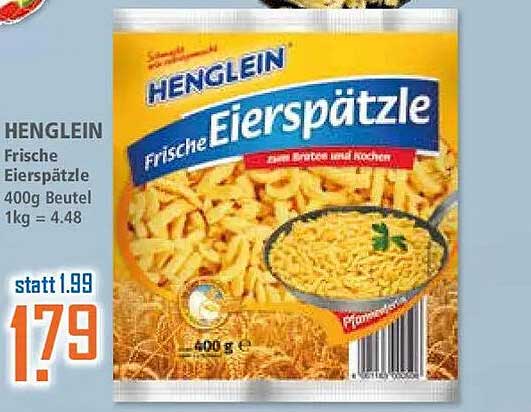 HENGLEIN Frische Eierspätzle 400g Beutel 1kg = 4.48