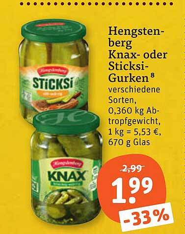 Hengstenberg Knax- oder Sticksi-Gurken