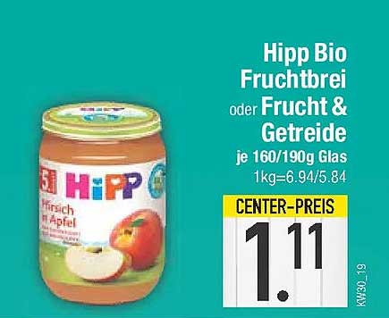 Hipp Bio Fruchtbrei oder Frucht & Getreide je 160/190g Glas 1kg=6.94/5.84