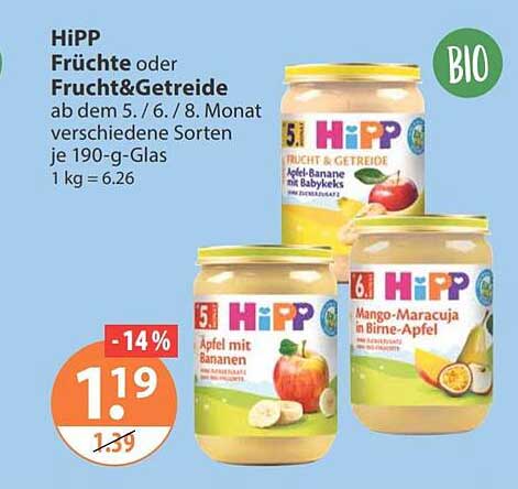 HiPP Früchte oder Frucht&Getreide