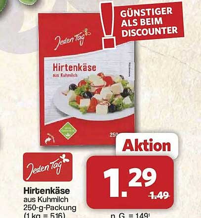 Hirtenkäse aus Kuhmilch 250-g-Packung (1 kg = 5,16)