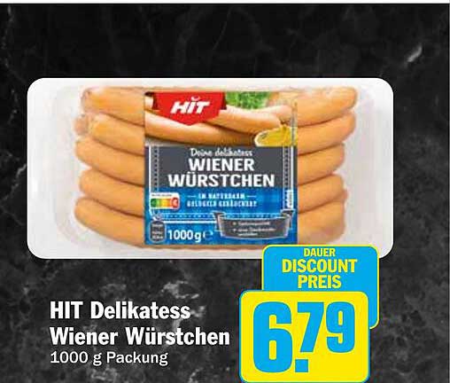 HIT Delikatesse Wiener Würstchen 1000 g Packung