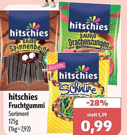 hitschies Fruchtgummi Sortiment 125g (1kg=7,92)