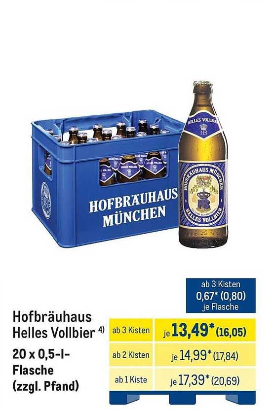 Hofbräuhaus Helles Vollbier 20 x 0,5-l-Flasche (zzgl. Pfand)