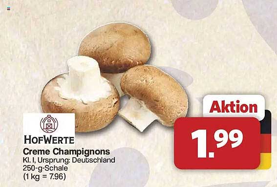 HOFWERTE Creme Champignons Kl. I, Ursprung: Deutschland 250-g-Schale