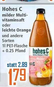Hohes C milder Multi-vitamin-saft oder leichte Orange und andere Sorten 1 l PET-Flasche + 0.25 Pfand