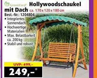 Hollywoodschaukel mit Dach ca. 170x120x180 cm