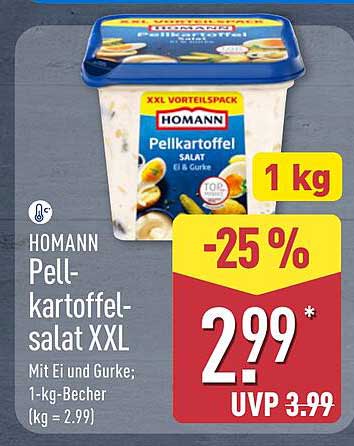 HOMANN Pellkartoffelsalat XXL Mit Ei und Gurke: 1-kg-Becher (kg = 2.99)