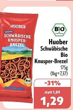 Huober Schwäbische Bio Knusper-Brezel 175g