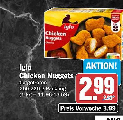 Iglo Chicken Nuggets tiefgefroren 2500 g Packung (1 kg = 11.96-13.59)