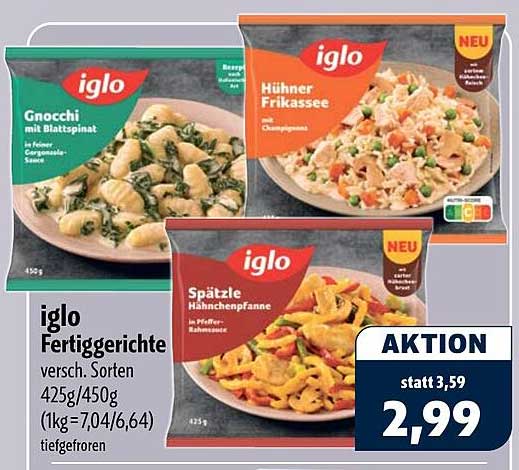 iglo Fertiggerichte versch. Sorten 425g/450g (1kg=7,04/6,64) tiefgefroren