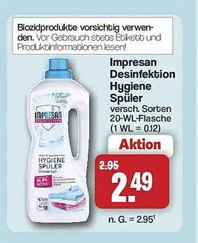 Impresan Desinfektion Hygiene Spüler versch. Sorten 20-WL-Flasche (1 WL = 0.12)
