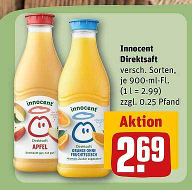 Innocent Direktsaft versch. Sorten, je 900-ml-Fl. (1 l = 2.99) zzgl. 0.25 Pfand