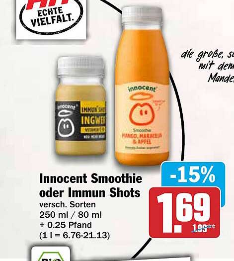 Innocent Smoothie oder Immun Shots