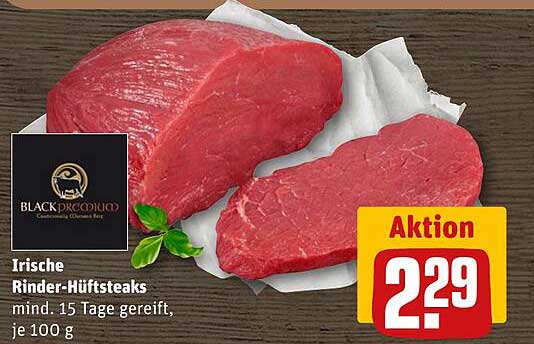 Irische Rinder-Hüftsteaks, mind. 15 Tage gereift, je 100 g