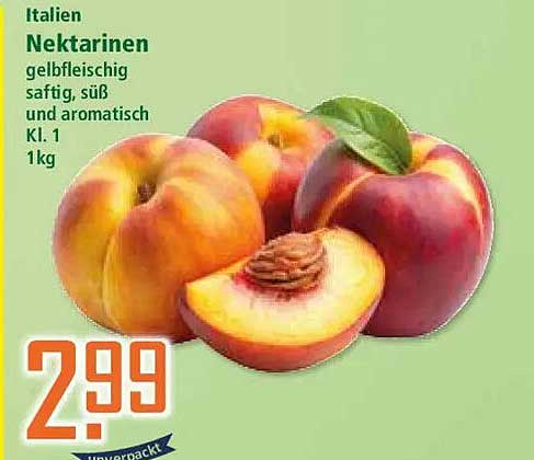 Italien Nektarinen gelbfleischig saftig, süß und aromatisch Kl. 1 1kg