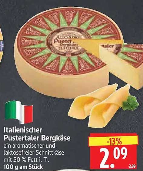 Italienischer Pustertaler Bergkäse