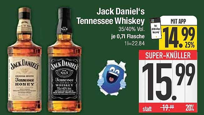 Jack Daniel's Tennessee Whiskey 35/40% Vol. je 0,7l Flasche