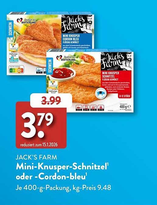 JACK'S FARM Mini-Knusper-Schnitzel oder -Cordon-bleu