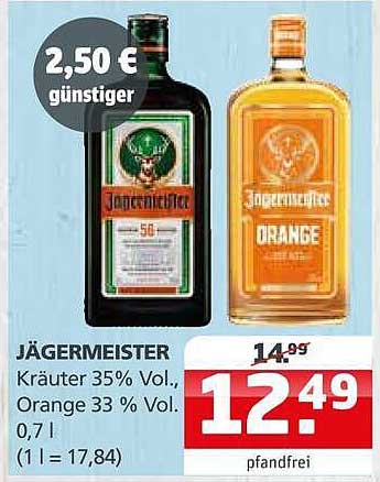 JÄGERMEISTER Kräuter 35% Vol. Orange 33 % Vol. 0,7 l (1 l = 17,84)
