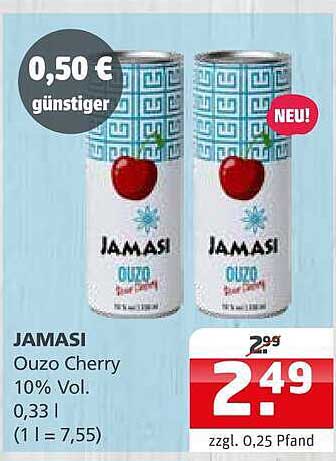 JAMASI Ouzo Cherry 10% Vol. 0,33 l (1 l = 7,55)
