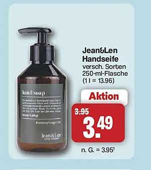 Jean&Len Handseife versch. Sorten 250-ml-Flasche (1 l = 13.96)