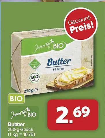 Jeden Tag BIO Butter 250-g-Stück (1 kg = 10.76)