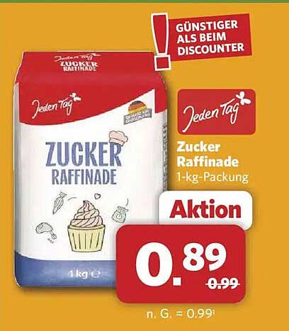Jeden Tag Zucker Raffinade 1-kg-Packung