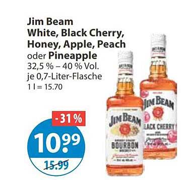 Jim Beam White, Black Cherry, Honey, Apple, Peach oder Pineapple