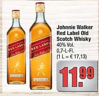 Johnnie Walker Red Label Old Scotch Whisky 40% Vol. 0,7-L-Fl. (1 L = € 17,13)