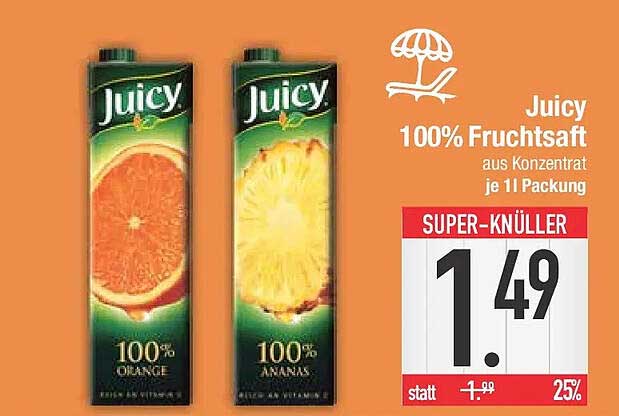 Juicy 100% Fruchtsaft aus Konzentrat je 1 l Packung