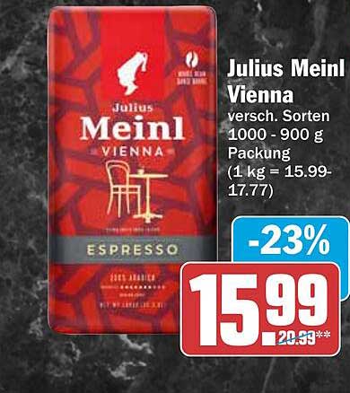 Julius Meinl Vienna versch. Sorten 1000 - 900 g Packung (1 kg = 15.99-17.77)