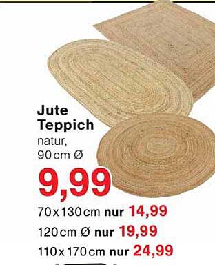 Jute Teppich natur, 90cm Ø